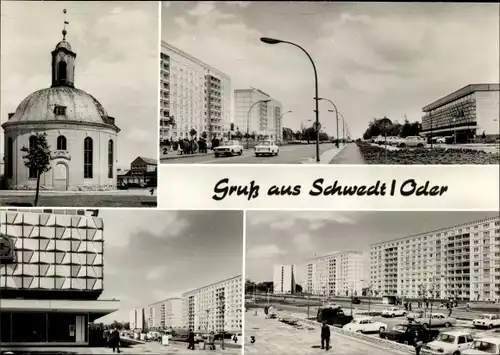 Ak Schwedt an der Oder, Französische Kapelle, Leninallee