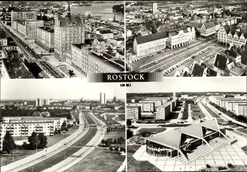 Ak Hansestadt Rostock, Lange Straße, Stadthafen, Südstadt, Ernst Thälmann Platz, Kosmos Gaststätte