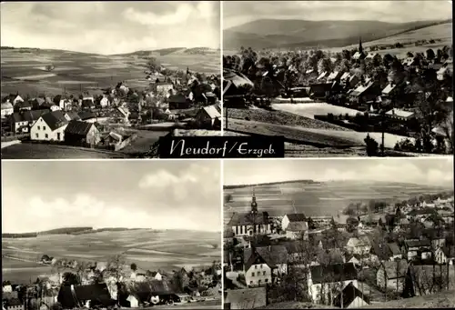 Ak Neudorf Sehmatal im Erzgebirge, Panorama