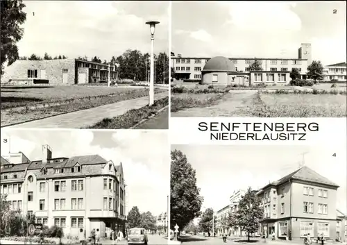 Ak Senftenberg in der Niederlausitz, Volksschwimmbad, Planetarium, HO Kaufhaus Magnet, Stadtcafé