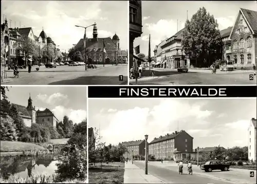 Ak Finsterwalde in Brandenburg, Am Markt, Thälmannstraße, Postamt, Schloss, Otto Nuschke Straße