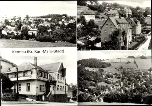 Ak Kemtau Burkhardtsdorf im Erzgebirge, Panorama, Straßenansicht, Gasthof