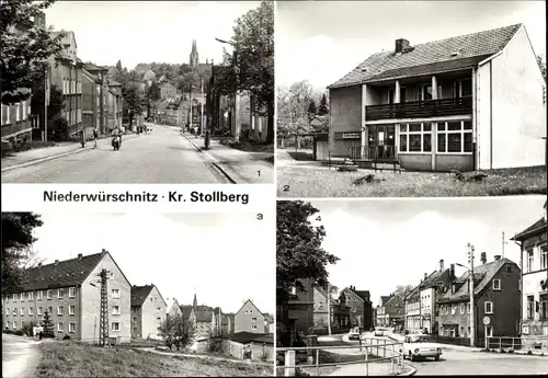 Ak Niederwürschnitz Erzgebirge Sachsen, Stollberger Str, Arztpraxis, AWG Siedlung,Ernst Thälmann Str