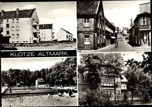 Ak Klötze in der Altmark, Neubauten, Oebisfelder Straße, Waldbad, HO Kurhaus Klötze