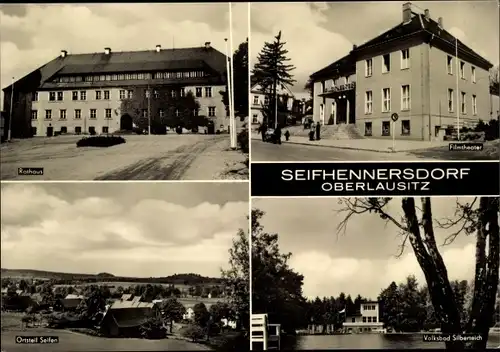 Ak Seifhennersdorf in Sachsen, Rathaus, Filmtheater, Volksbad Silberteich