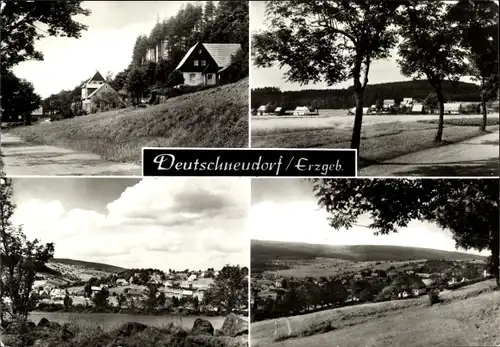 Ak Deutschneudorf im Erzgebirge, Panorama, Straßenansicht