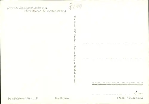 Ak Grillenburg Tharandt Sachsen, Gasthof Grillenburg