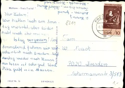 Ak Mohorn Wilsdruff in Sachsen, Gesamtansicht der Ortschaft, Fachwerkhäuser, Kirche
