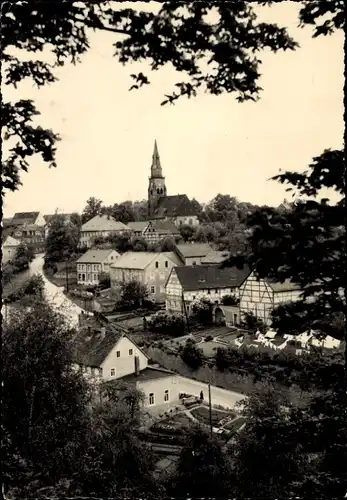 Ak Mohorn Wilsdruff in Sachsen, Durchblick zum Ort, Kirche, Fachwerkhäuser