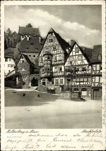 Ak Miltenberg in Unterfranken Bayern, Fachwerkhäuser am Marktplatz