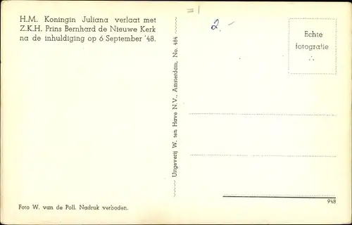 Ak Königin Juliana der Niederlande und Prinz Bernhard, 1948