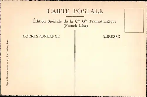 Ak Paquebot Lafayette, CGT French Line, Galerie des 1res Classes