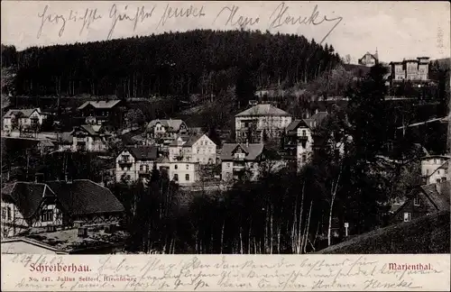 Ak Marienthal Szklarska Poręba Schreiberhau Riesengebirge Schlesien, Panorama vom Ort