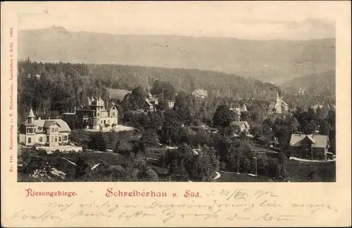 Ak Szklarska Poręba Schreiberhau Riesengebirge Schlesien, Totalansicht
