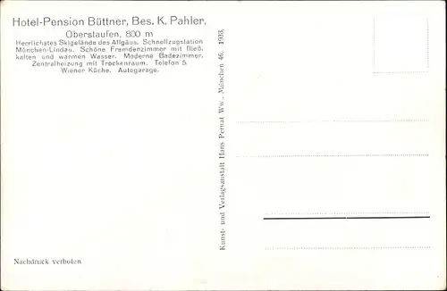 Ak Oberstaufen im Allgäu, Hotel-Pension Büttner