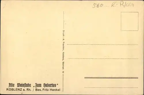 Ak Koblenz am Rhein, Alte Weinstube Zum Hubertus