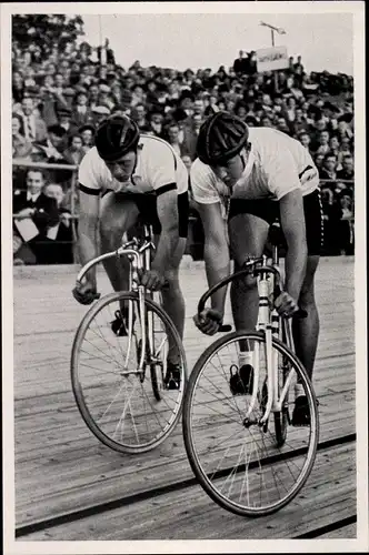Sammelbild Olympia 1936, Bahnradsport, Start zum 1000m Malfahren, Toni Merkens, Sellinger
