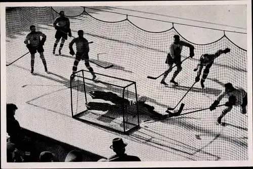 Sammelbild Olympia 1936, Eishockeyspiel Kanada gegen Österreich