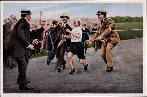 Sammelbild Olympia 1936, Olympische Spiele London 1908, Marathonläufer Dorando am Ziel