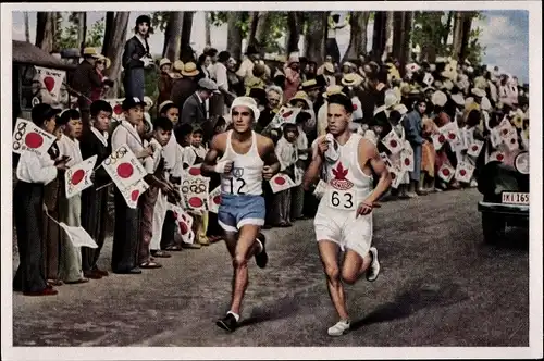 Sammelbild Olympia 1936, Olympische Spiele Los Angeles 1932, Marathonläufer Zabala, japan. Jugend