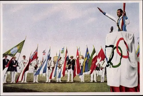 Sammelbild Olympia 1936, Olympische Spiele Paris 1924, Géo André, Olympischer Eid