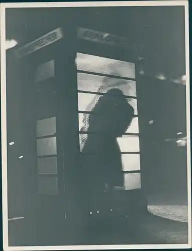 Foto Berlin West 1954, Telefonzelle, Fernsprecher, bei Nacht