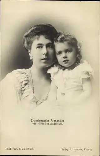 Ak Erbprinzessin Alexandra von Hohenlohe Langenburg, Portrait