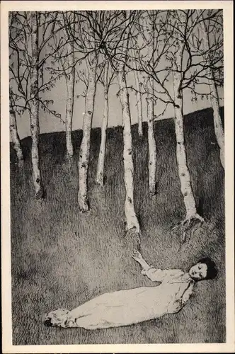 Künstler Ak Klinger, Max, Frühlingsanfang, Radierte Skizzen