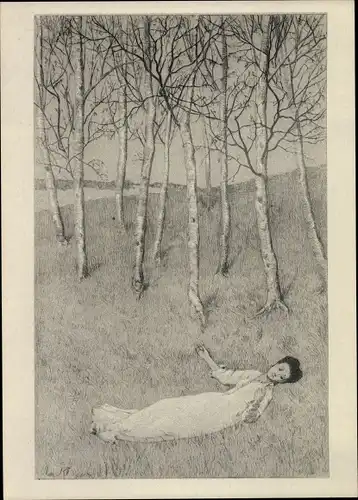 Künstler Ak Klinger, Max, Frühlingsanfang, Radierte Skizzen