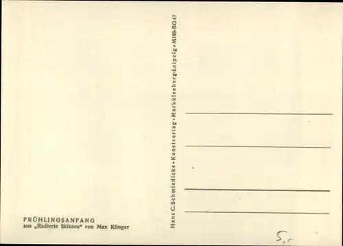 Künstler Ak Klinger, Max, Frühlingsanfang, Radierte Skizzen