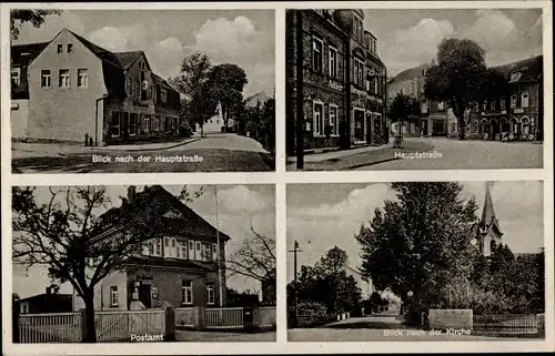 Ak Schwepnitz Sachsen, Hauptstraße, Postamt, Kirche