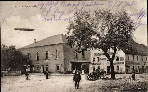 Ak Laußnitz Sachsen, Zeppelin, Gasthof Erbgericht, Gasthof zu Laussnitz