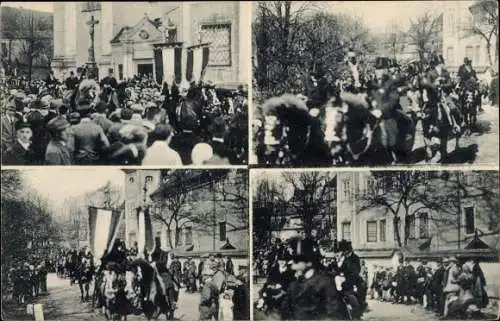 Ak Panschwitz Kuckau Oberlausitz, Osterreiten im Kloster St. Marienstern