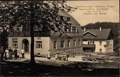 Ak Hirschsprung Altenberg Osterzgebirge, Sommerfrische "Buschhaus" Besitzer Karl Börner