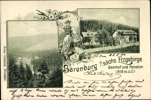 Ak Bärenburg Altenberg im Erzgebirge, Gasthof und Pension Bärenburg