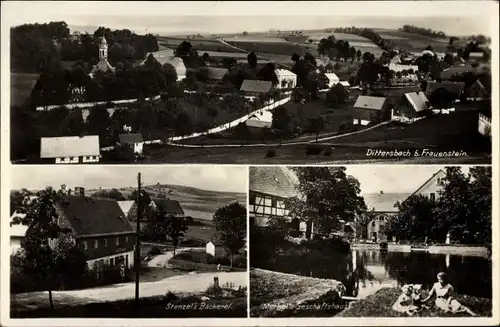 Ak Dittersbach Frauenstein im Erzgebirge, Gesamtansicht, Stenzels Bäckerei