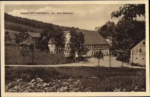 Ak Dittersbach Frauenstein im Erzgebirge, Gasthof Dittersbach Inh. Paul Bellmann