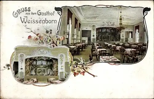 Litho Weißenborn Erzgebirge, Gasthaus Weissenborn