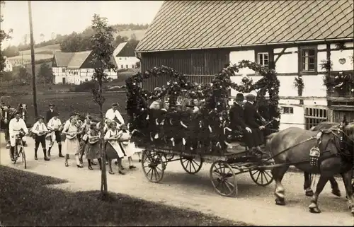 Foto Ak Frauenstein im Erzgebirge, Festumzug