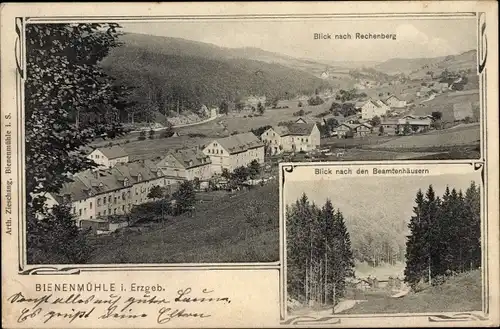 Ak Rechenberg Bienenmühle Erzgebirge, Blick nach Rechenberg, Blick nach den Beamtenhäusern