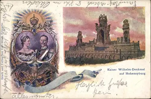 Künstler Ak Roth, L. M., Syburg Dortmund Nordrhein Westfalen, Hohensyburg, Kaiser Wilhelm Denkmal