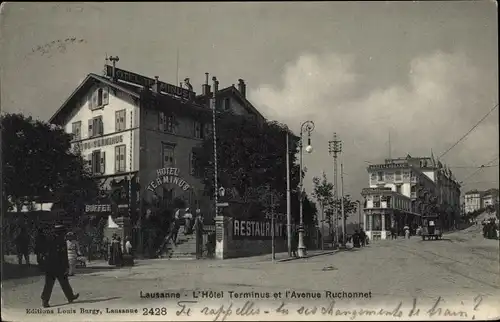 Ak Lausanne Kanton Waadt, Hotel Terminus, Avenue Ruchonnet