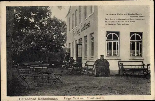 Ak Kellenhusen an der Ostsee, Feigs Cafe und Konditorei, Meister Feig, Deutschlands dickster Mann