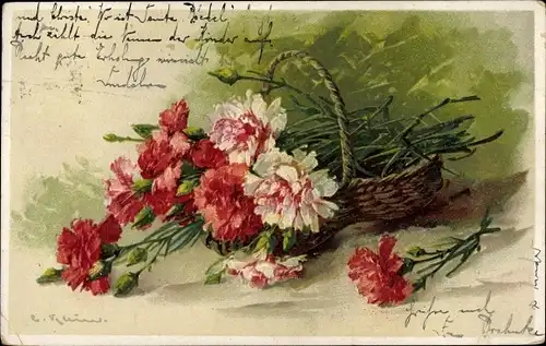 Künstler Ak Klein, C., Blumen im Korb