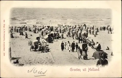 Ak Niederlande, Blick auf den Strand, Strandkörbe, Strandleben
