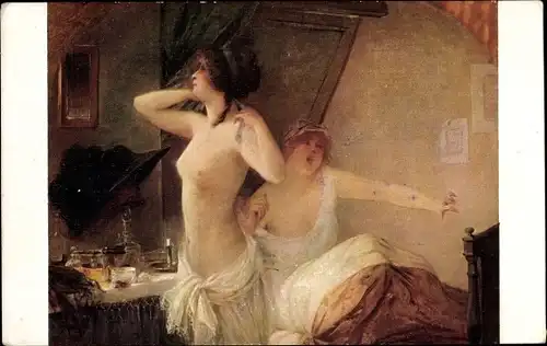 Künstler Ak Sezille, P., Przebudzenie, Das Erwachen, Junge Frauen, Busen