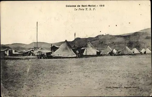 Ak Marokko, Colonne de Beni Mellal 1916, Le Poste TSF
