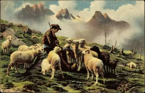Künstler Ak Bonheur, R., Hirte in den Pyrenäen