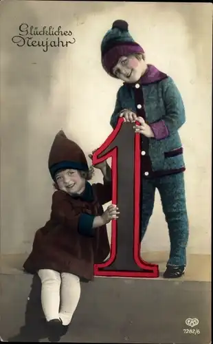 Ak Glückwunsch Neujahr, Kinder, Ziffer 1