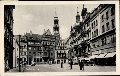Ak Zwickau in Sachsen, Partie am Hauptmarkt, Buchhandlung
